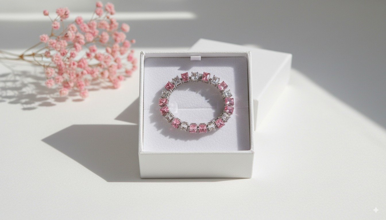 Pink Prism Silver Bracelet - Image 2