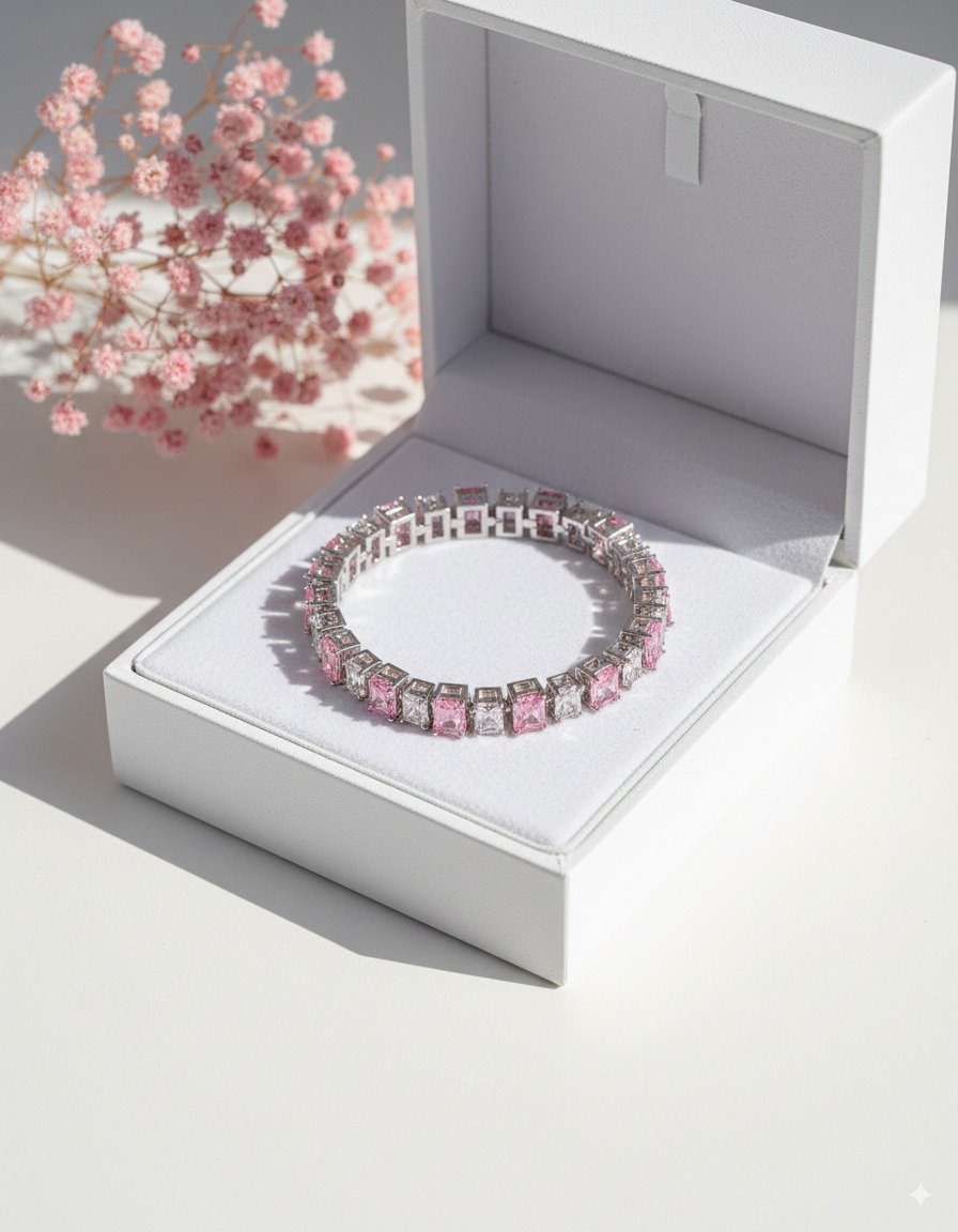 Pink Prism Silver Bracelet