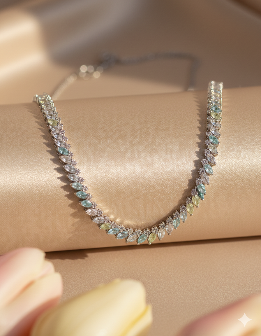 Pastel Leaf Elegance Silver Set - Image 2