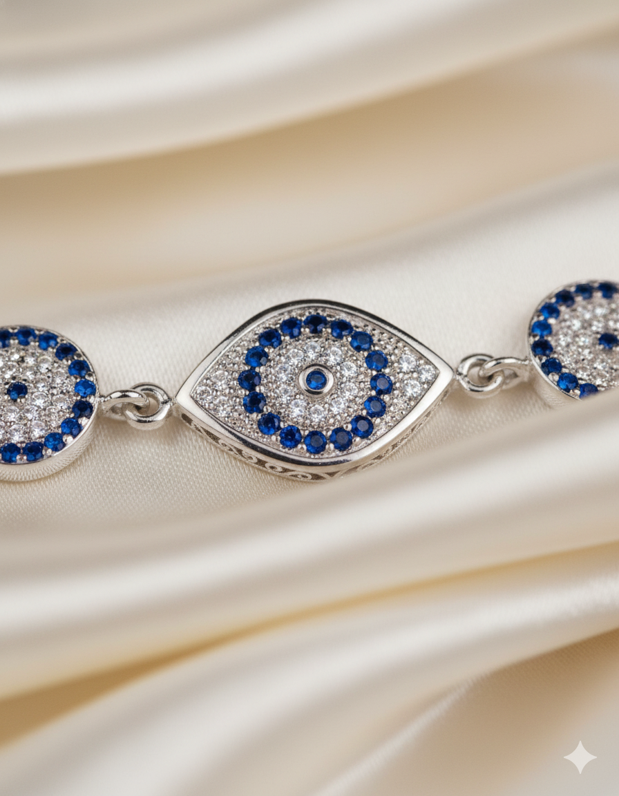 Triple Eye Guardian Silver Bracelet - Image 2