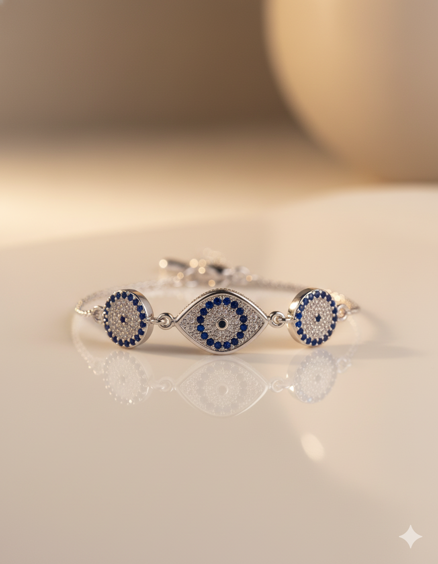 Triple Eye Guardian Silver Bracelet - Image 4