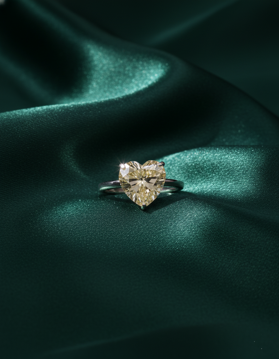 Golden Heart Solitaire Silver Ring - Image 5