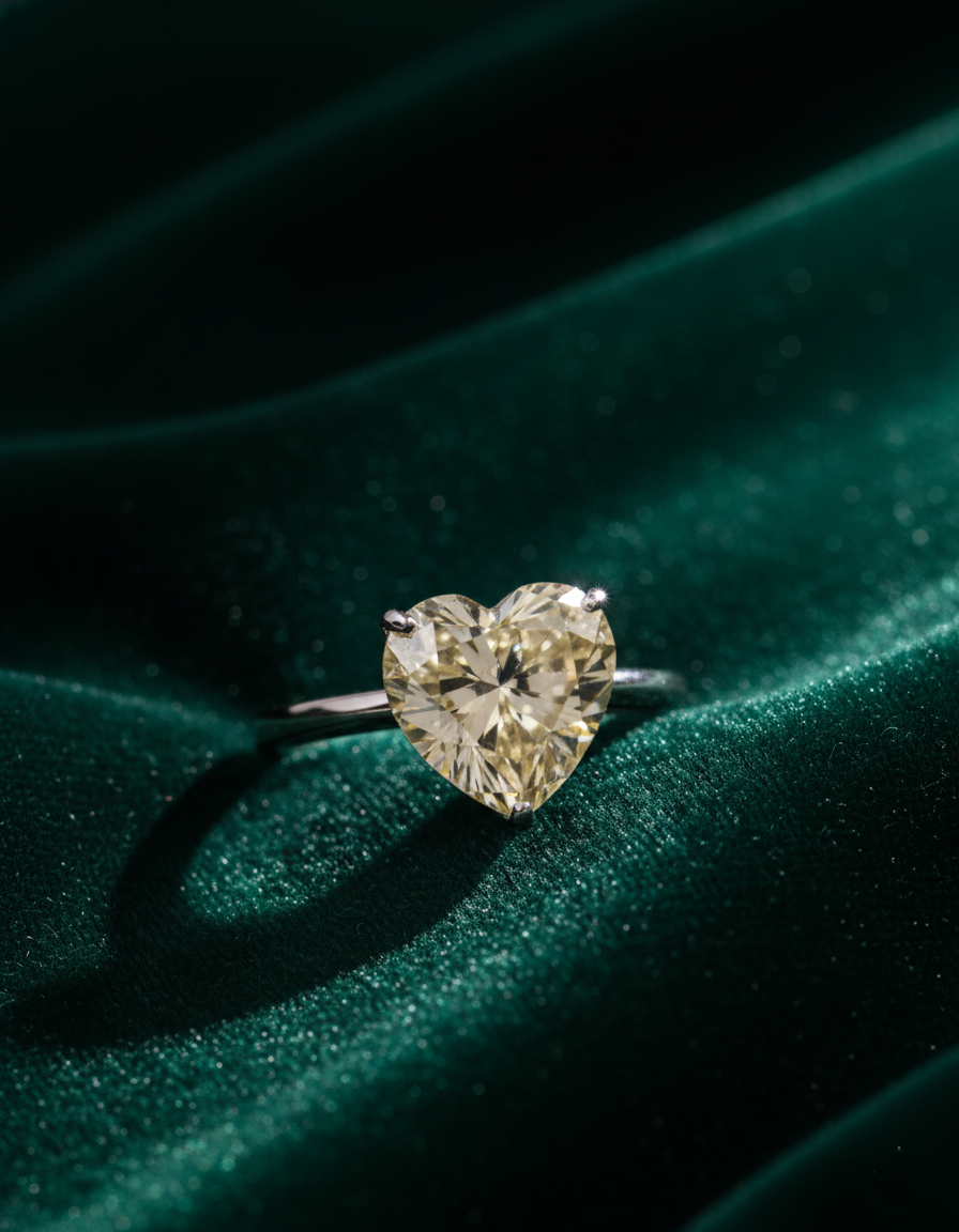 Golden Heart Solitaire Silver Ring - Image 4