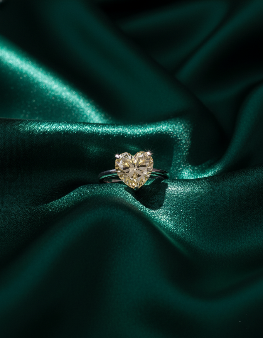 Golden Heart Solitaire Silver Ring - Image 3