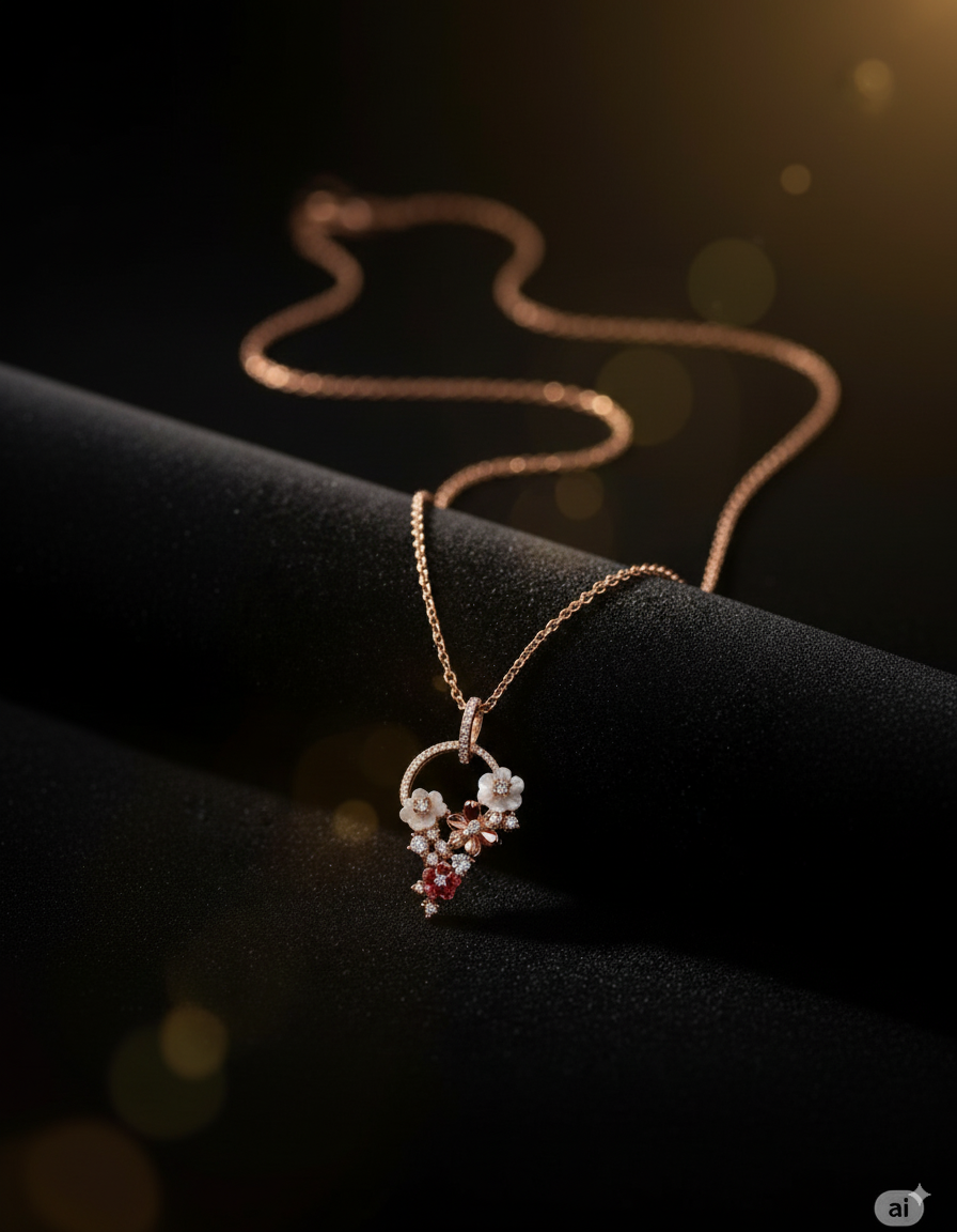 Floral Bloom Rose Gold Jewelry Set - Image 2