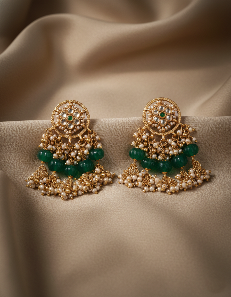 Royal Emerald Heritage Pearl Necklace Set - Image 3