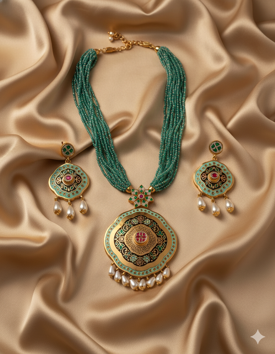 Traditional Kundan Meenakari Set
