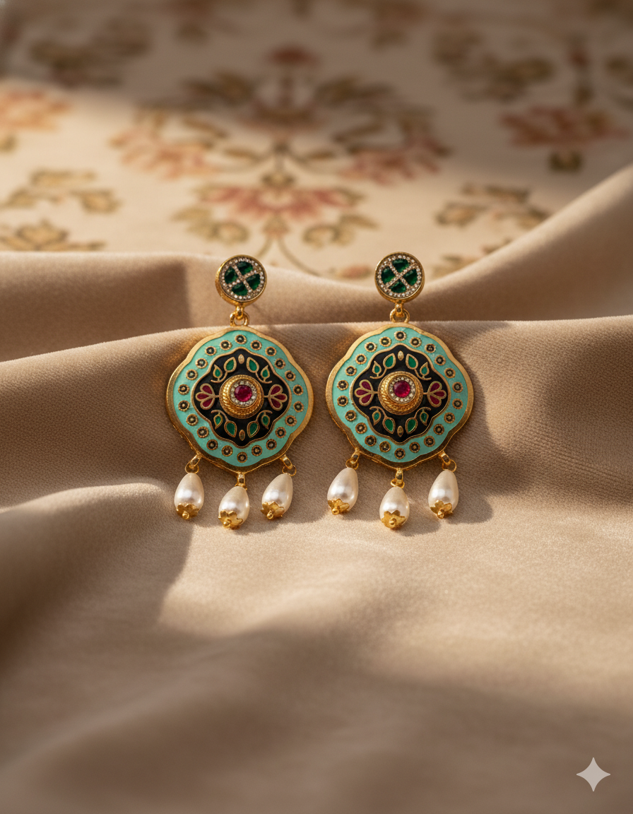 Traditional Kundan Meenakari Set - Image 3