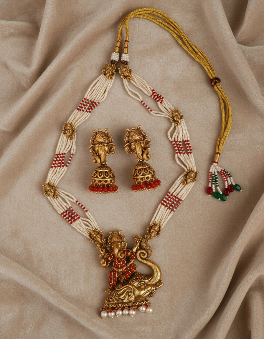 Dev Ganesh Heritage Beaded Necklace Set