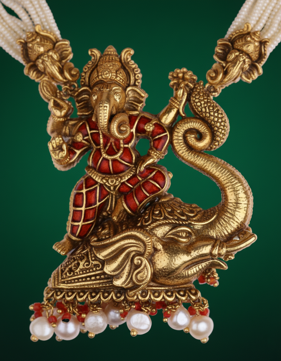 Dev Ganesh Heritage Beaded Necklace Set - Image 2